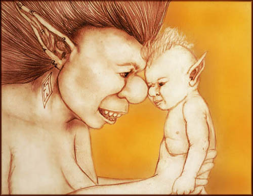 Troll Mother and Child by Deborah Dixon